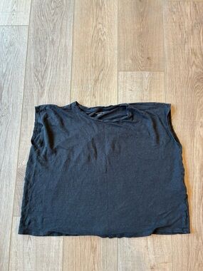 Eileen Fisher Linen Cap sleeve blouse boxy Black size small baggy minimalist